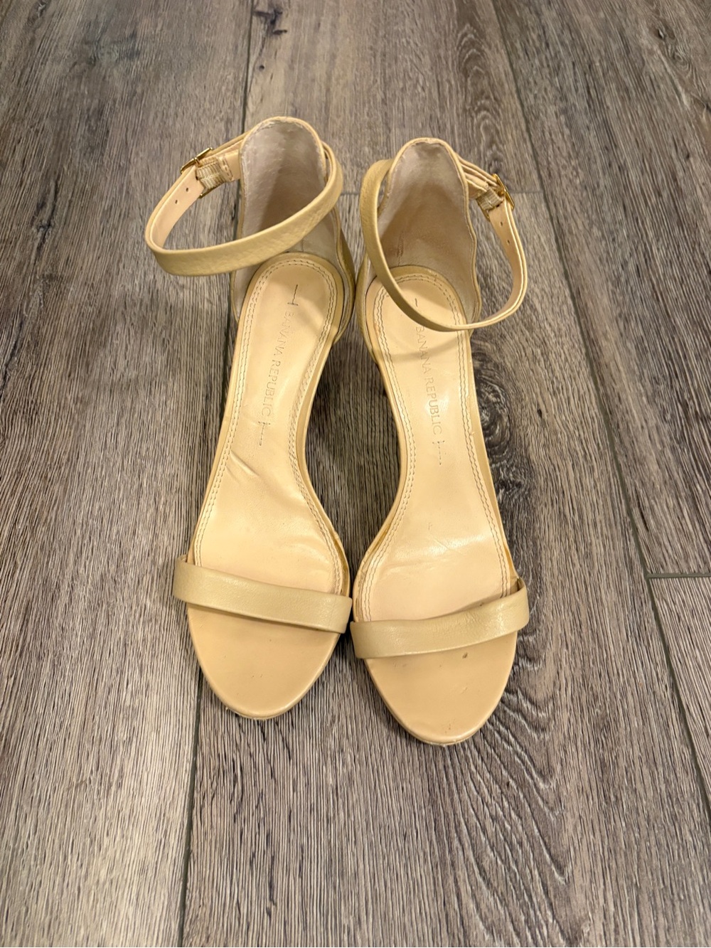 Banana Republic Beige Ankle-Strap Leather Heels